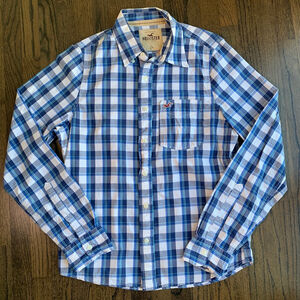 Vintage 2000s Hollister California Men's Blue Plaid Button Down Shirt Size Large
